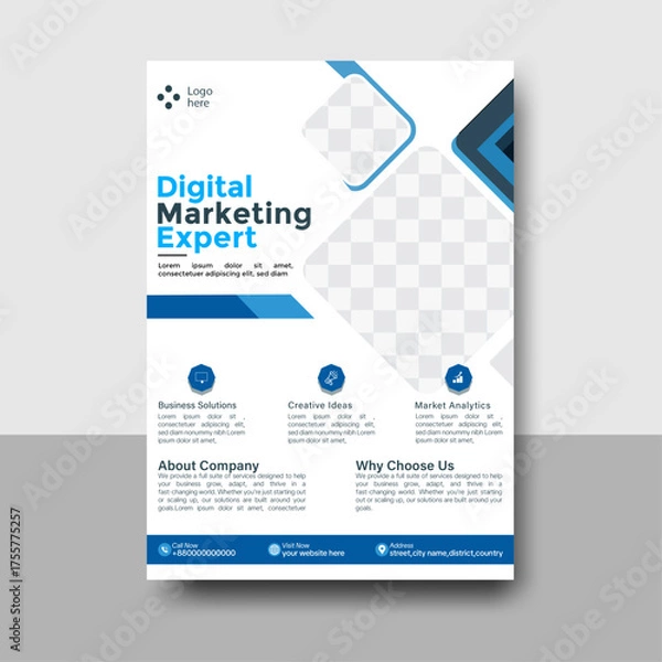 Obraz Digital marketing expert flyer template with professional design elements