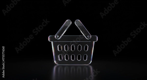 Fototapeta Elegant transparent shopping basket icon symbolizing online commerce and retail growth, perfect for e-commerce platforms and marketing campaigns.
