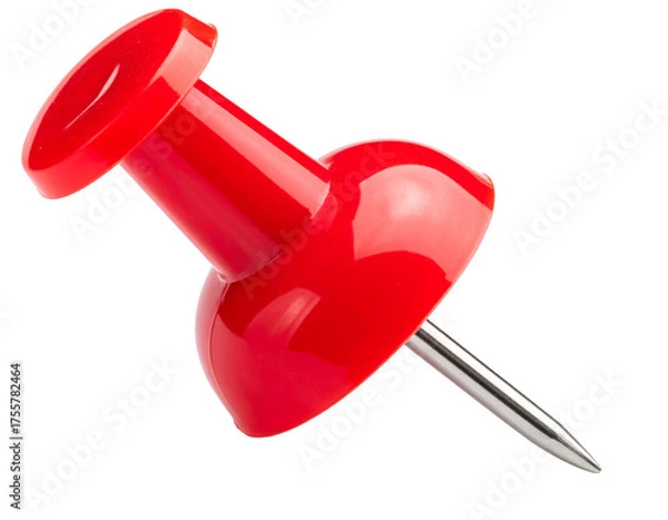 Obraz A red push pin isolated on transparent or white backgrounds