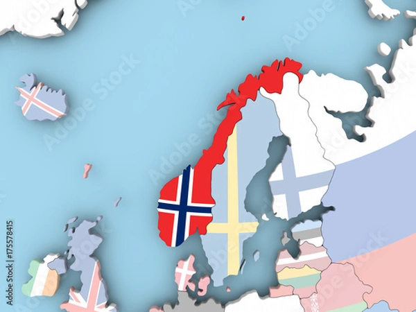 Obraz Map of Ukraine with flag on globe