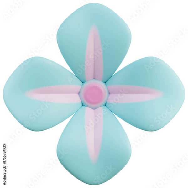 Fototapeta Abstract Blue Hydrangea Flower With Pink Center And Petals On A Black Background With Subtle Lighting