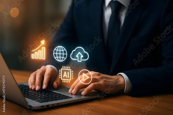 Fototapeta Artificial intelligence productivity workflow