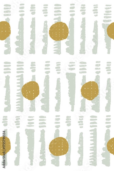 Fototapeta Contrast dots geometric lines modern abstract seamless pattern. Contemporary organic shapes neutral. Bohemian surface pattern, textile dot circle line African background