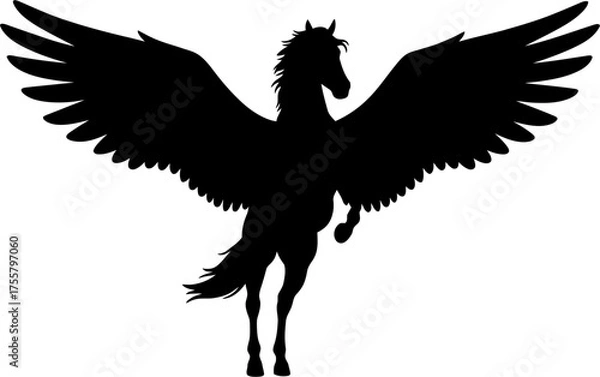 Obraz Pegasus Silhouette Vector Illustration , Transparent Background