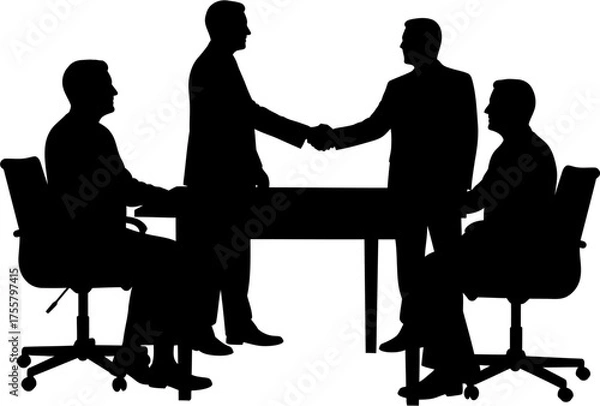 Fototapeta Business Meeting Silhouette Vector Illustration , People Business Silhouette , Transparent Background