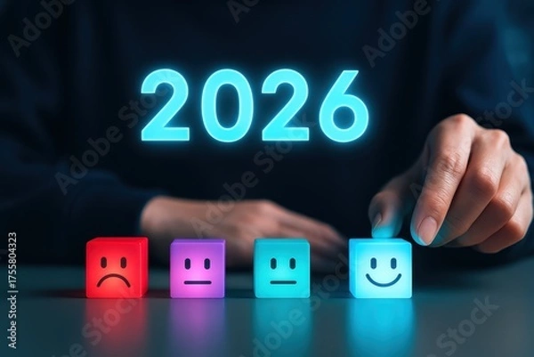 Fototapeta 2026 Year with Multicolor Emotion Faces