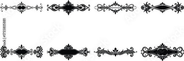 Fototapeta Vector art of set of vintage decorative dividers for web design