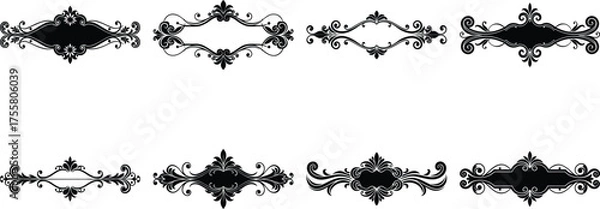 Obraz Vector art of collection of ornate black dividers, vintage style