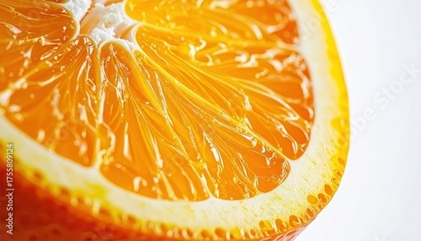 Obraz Macro Closeup of Vibrant Orange Fruit Cross Section White Background