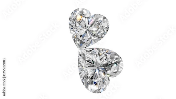 Obraz two heart shape shining diamonds with transparent background 