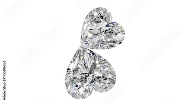 Obraz two heart shape shining diamonds with transparent background 