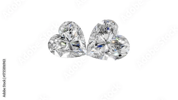 Obraz two heart shape shining diamonds with transparent background 