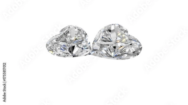 Obraz two heart shape shining diamonds with transparent background 