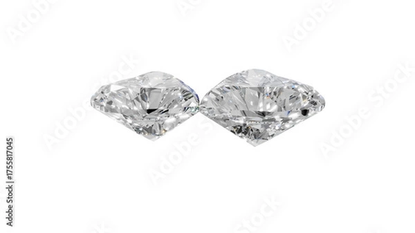 Obraz two heart shape shining diamonds with transparent background 