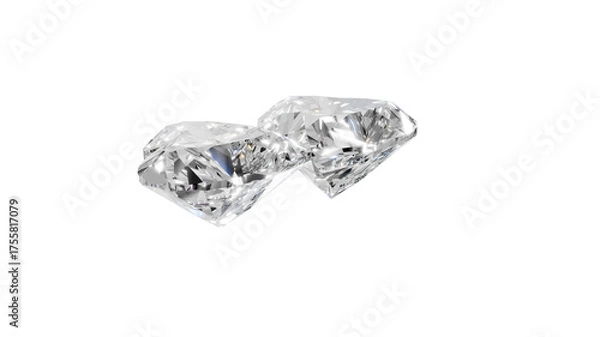 Obraz two heart shape shining diamonds with transparent background 