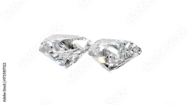 Obraz two heart shape shining diamonds with transparent background 
