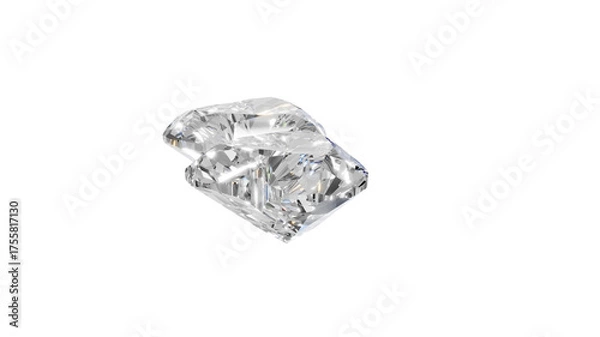 Obraz two heart shape shining diamonds with transparent background 
