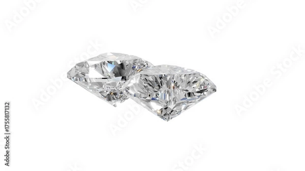 Obraz two heart shape shining diamonds with transparent background 