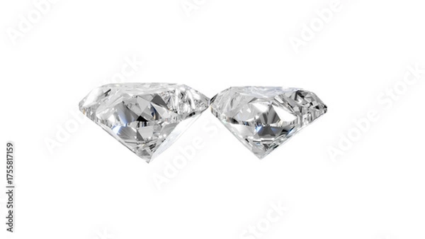 Obraz two heart shape shining diamonds with transparent background 