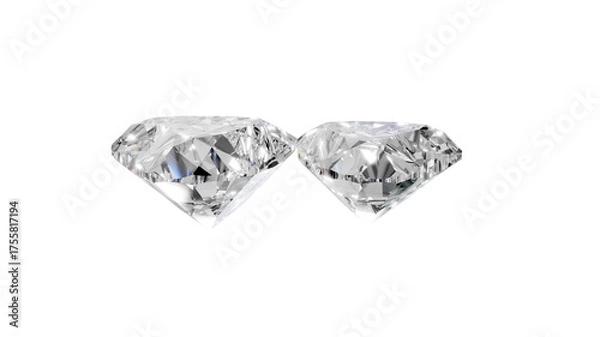 Obraz two heart shape shining diamonds with transparent background 
