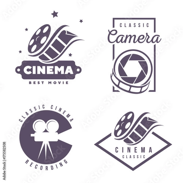 Fototapeta kino etykiety godło element projektu logo na białym tle