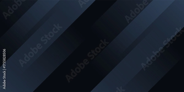 Obraz Modern black blue abstract background. Minimal. Color gradient. Dark. Web banner. Geometric shape. 3d effect. Lines stripes triangles.