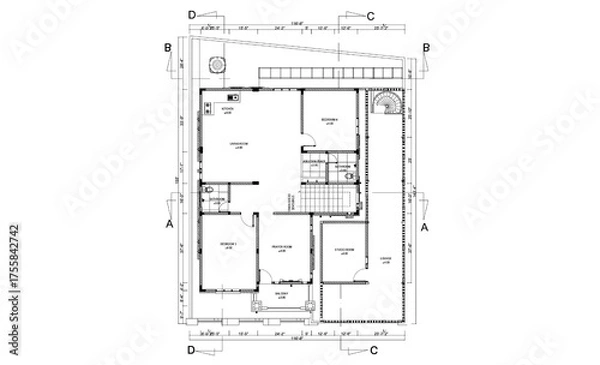Obraz Second Floor Plan To 2 Story House