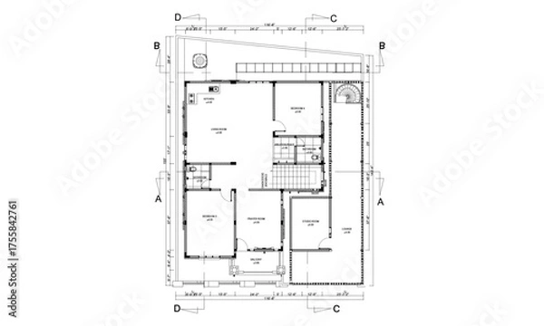 Obraz Second Floor Plan To 2 Story House