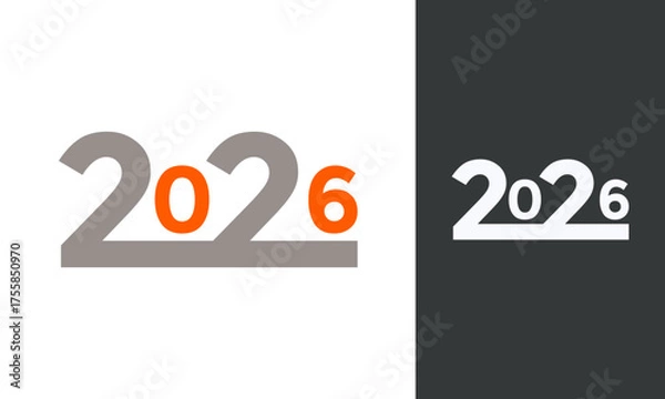 Fototapeta Elegant 2026 Numbers, Modern Year Logo, Clean Digital Design, Isolated White on Black