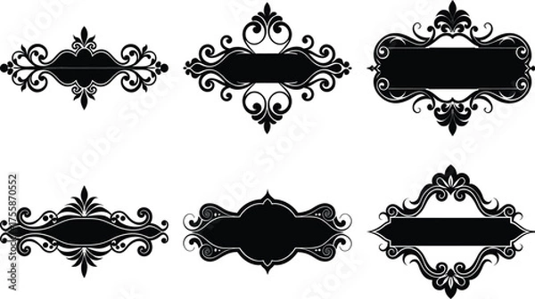 Obraz Vector art of elegant black ornate frames for vintage design