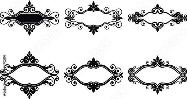 Fototapeta Vector art of collection of decorative ornate frames for design