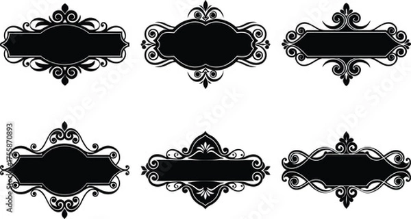 Fototapeta Vector art of set of six decorative vintage frame designs