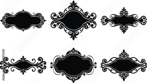Obraz Vector art of collection of ornate black frames for decoration
