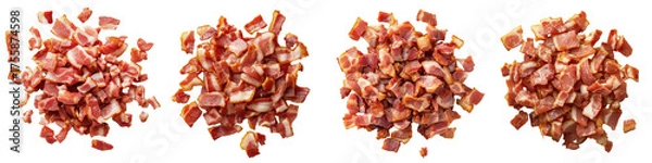Obraz Bacon Bits Assortment: A mouthwatering display of diced bacon bits, showcasing variations in size and color, each pile promises a symphony of flavor.
