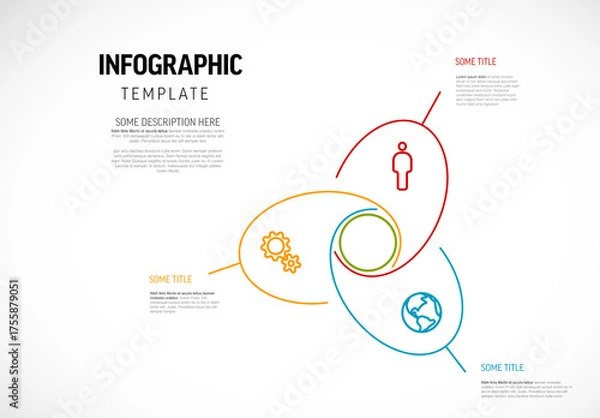 Fototapeta Minimal Infographic Template with Interlocking Circles and Icons