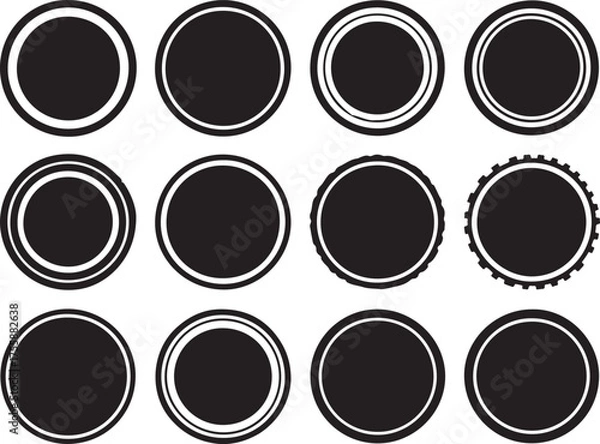 Fototapeta Collection of Black and White Circular Vector Badges and Seals designs.