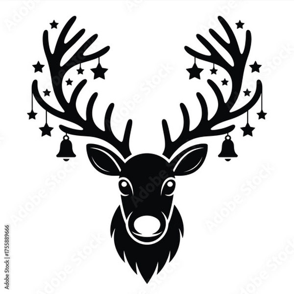 Fototapeta Christmas reindeer silhouette vector illustration festive holiday graphic scalable eps icon design vector illustration white background