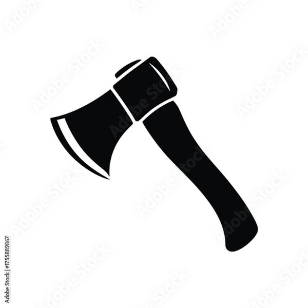 Fototapeta Bold black silhouette illustration of an axe a versatile vector graphic for design projects vector illustration white background