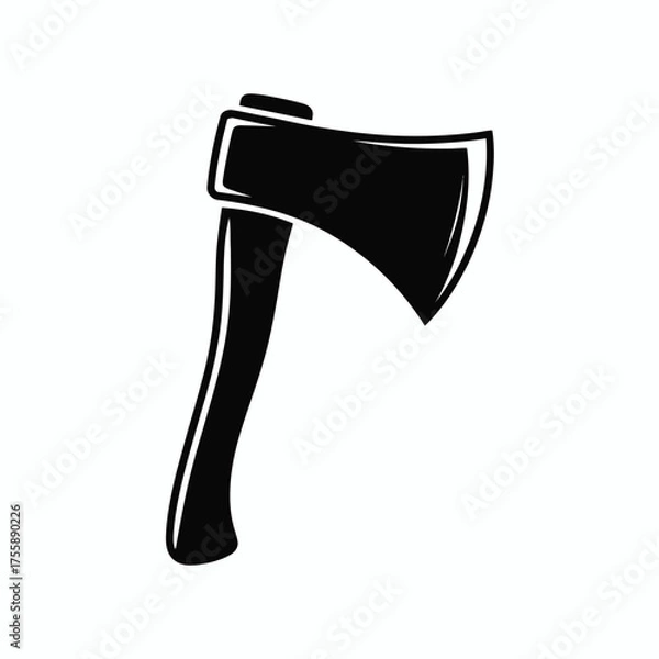 Fototapeta Bold black silhouette illustration of an axe vector graphic scalable eps icon for design projects vector illustration white background