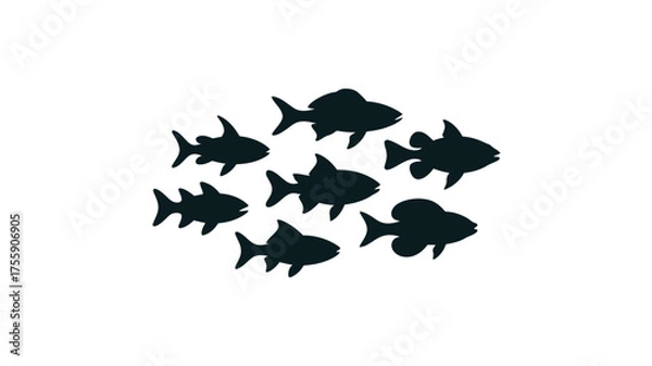Fototapeta Silhouetted school of fish vector illustration scalable eps graphic art digital design vector illustration white background