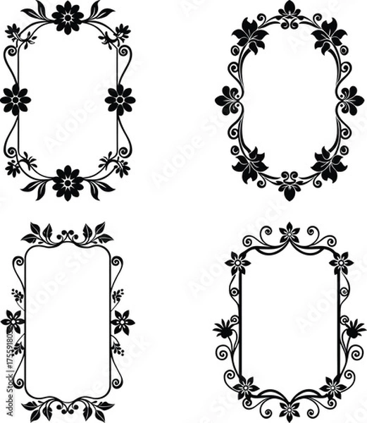 Fototapeta Vector art of elegant floral frames, ideal for creative projects