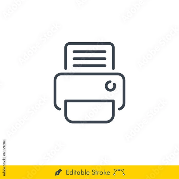 Fototapeta Fax Printer Icon / Vector - In Line / Stroke Design with Editable Stroke