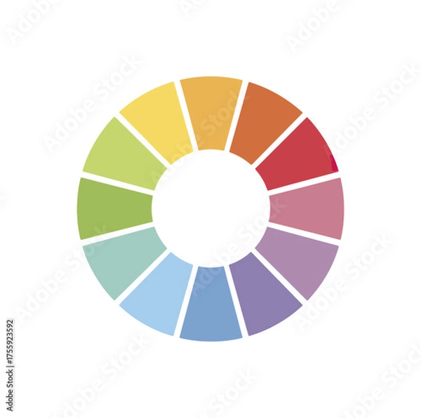 Fototapeta Color wheel with a black center showcasing spectrum of hues for design and art