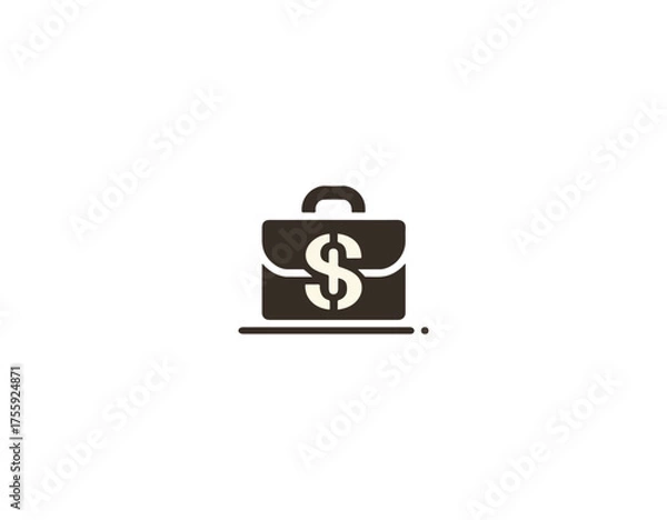 Fototapeta Business briefcase icon with dollar sign isolated on black background