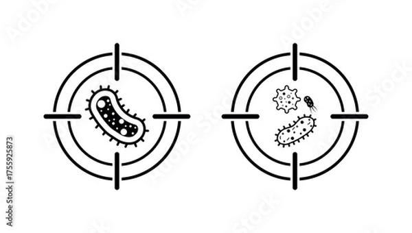 Fototapeta Kill Bacteria Target Graphic, Antibacterial Target Icon, Germ Elimination Symbol for Hygiene and Disinfection