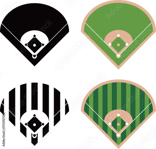 Obraz 野球場アイコン　セット