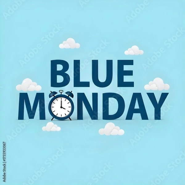 Obraz blue monday alarm clock with clouds