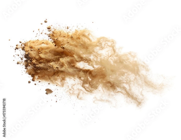 Fototapeta A cloud of beige particles suspended mid-air, with a soft, textured, and grainy effect