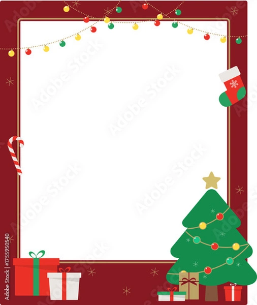 Fototapeta Christmas decorative border design with elements
