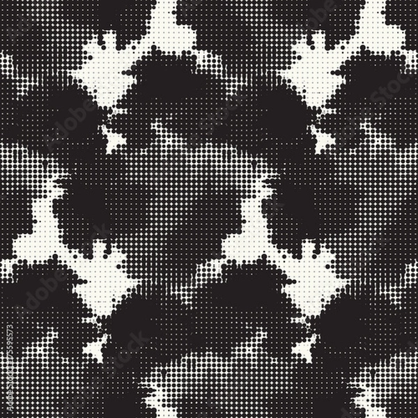 Obraz Seamless pattern ethnic style. Stylized animal skin imitation. Halftone textile print. Tribal fashion background. Black and white design.